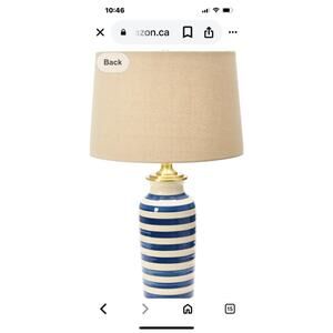 Creative Co-Op 29" H Striped Ceramic and Metal Desk Lamp Blue Stripe